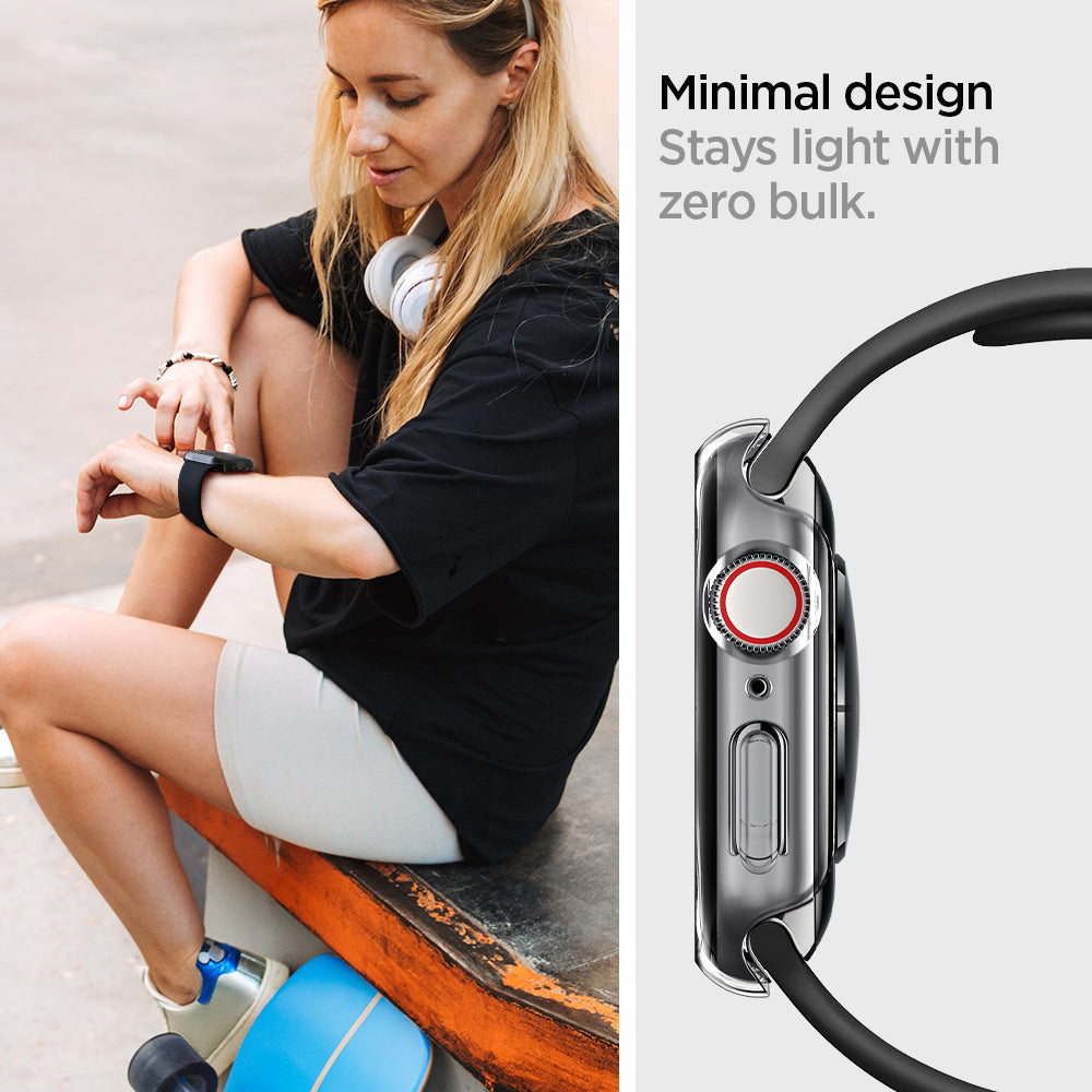 ACS02814 - Apple Watch Series (44mm) Case Thin Fit in crystal clear stays light with zero bulk. Minimal design.