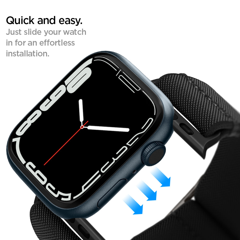AMP02286 - Apple Watch Series (Apple Watch (49mm)/Apple Watch (45mm)/Apple Watch (42mm)) Watch Band Lite Fit in black just side your watch in for an effortless installation. Quick and easy.