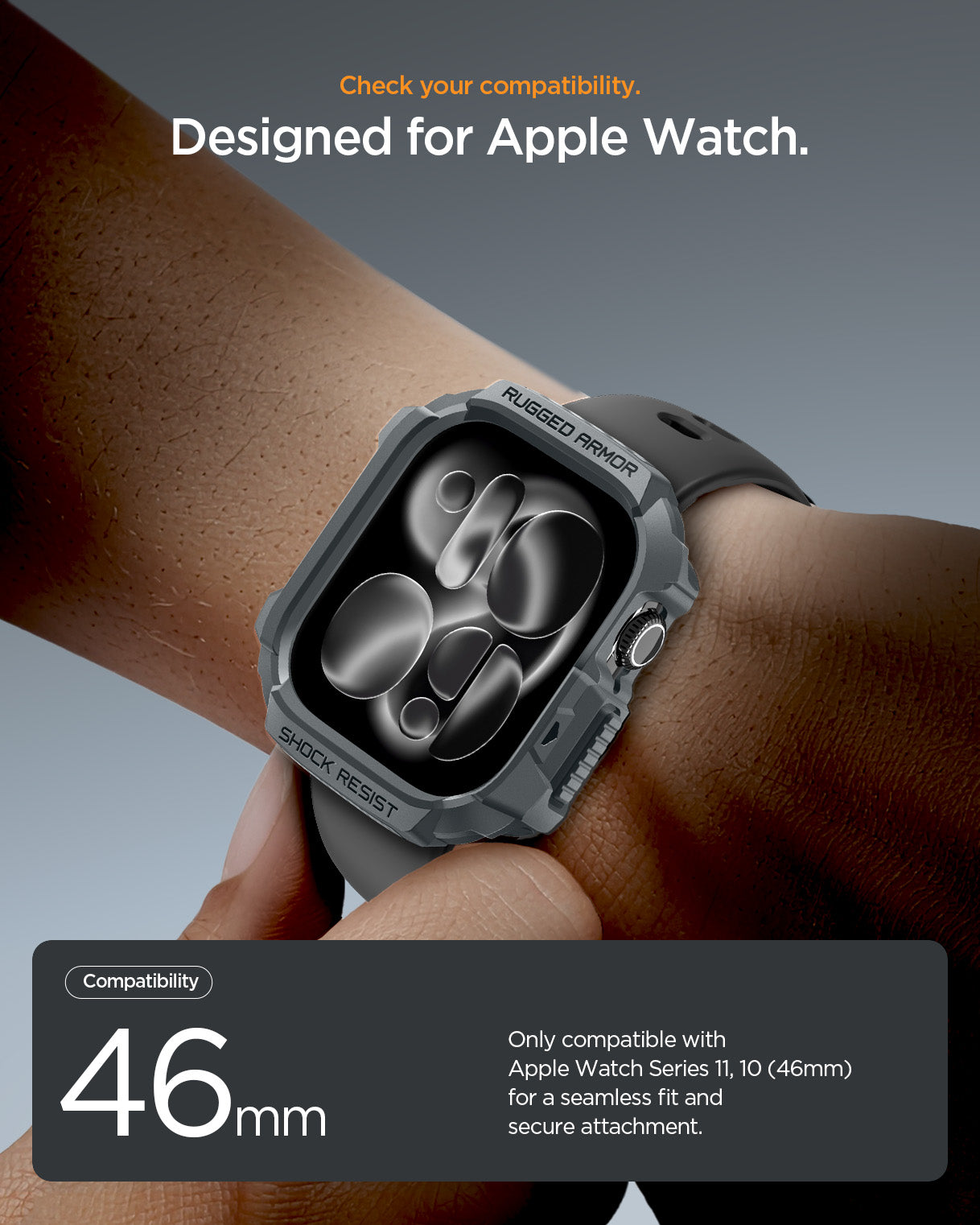 ACS10500 - Apple Watch 10/11 (46mm) Rugged Armor 2 in Dark Gray