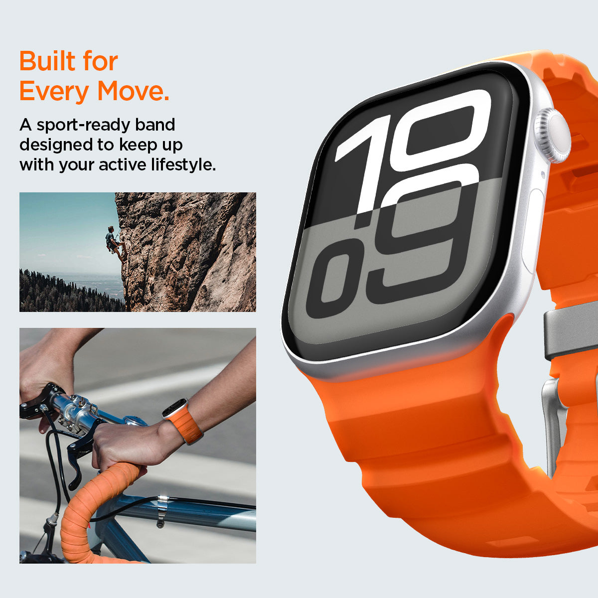 AMP10509 - Apple Watch 10/11 (46mm) WBS2 in Orange showing the sport-ready band designed to keep up with your active lifestyle