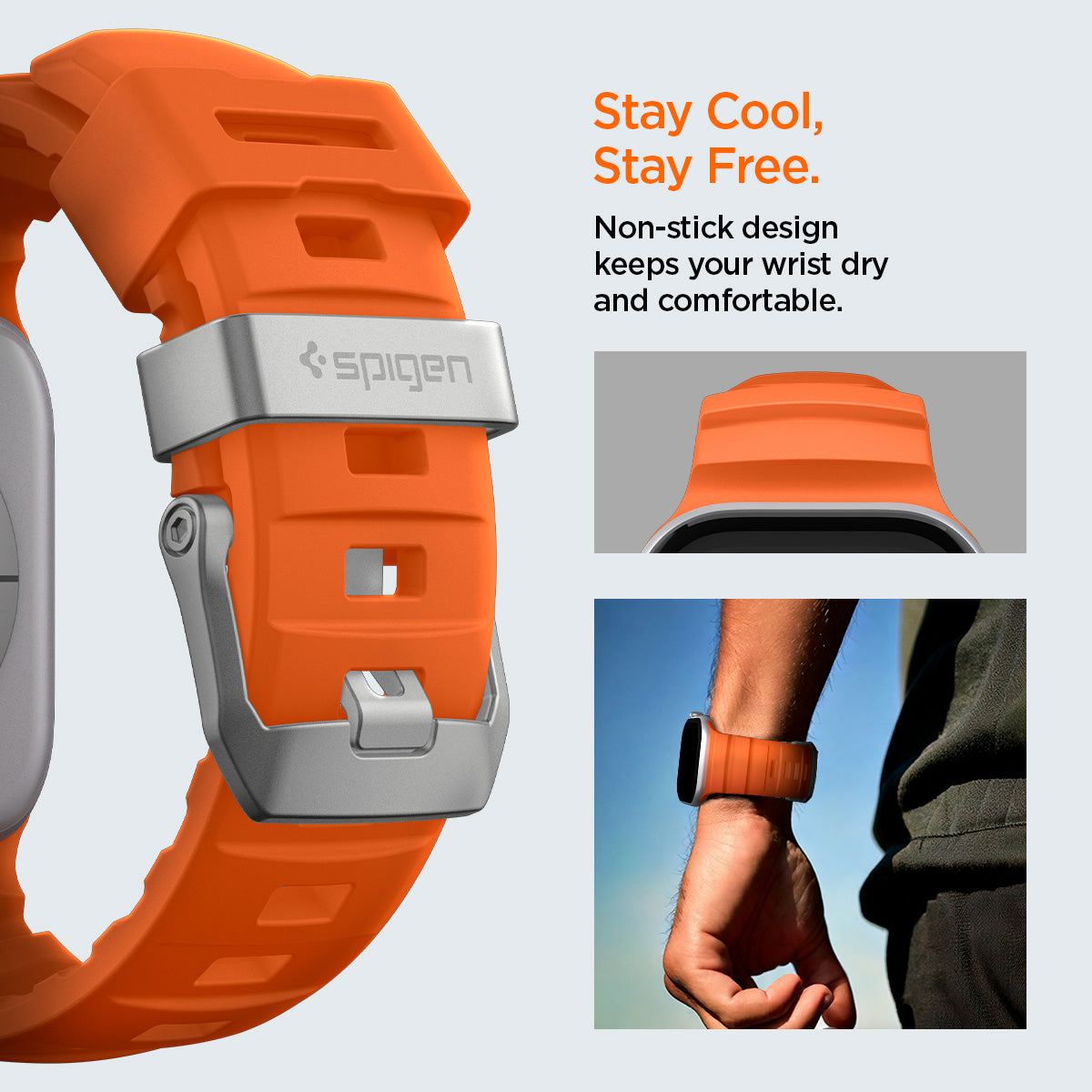 AMP10509 - Apple Watch 10/11 (46mm) WBS2 in Orange showing the non-stick design keeps your wrist dry and comfortable