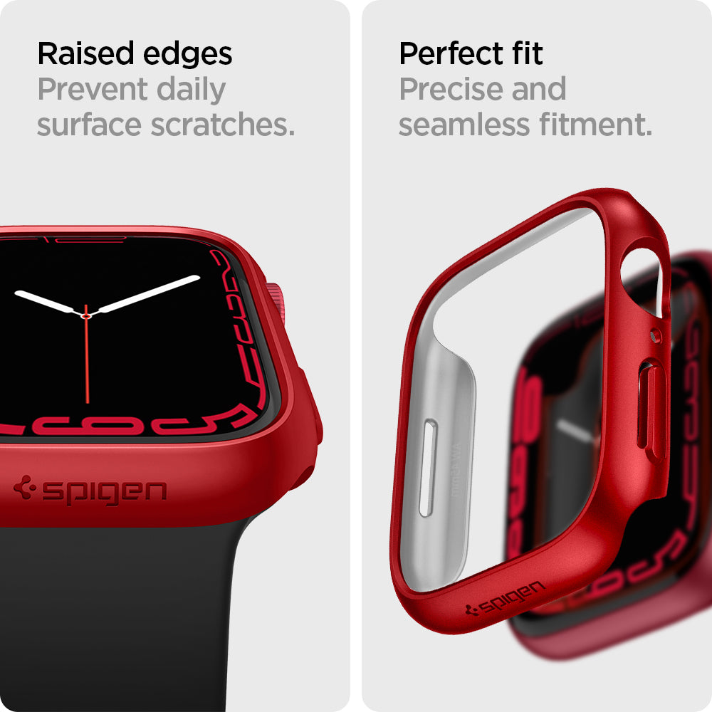 ACS04177 - Apple Watch Series (45mm) Case Thin Fit in metallic red raised edges prevent daily surface scratches. Perfect fit precise and seamless fitment.