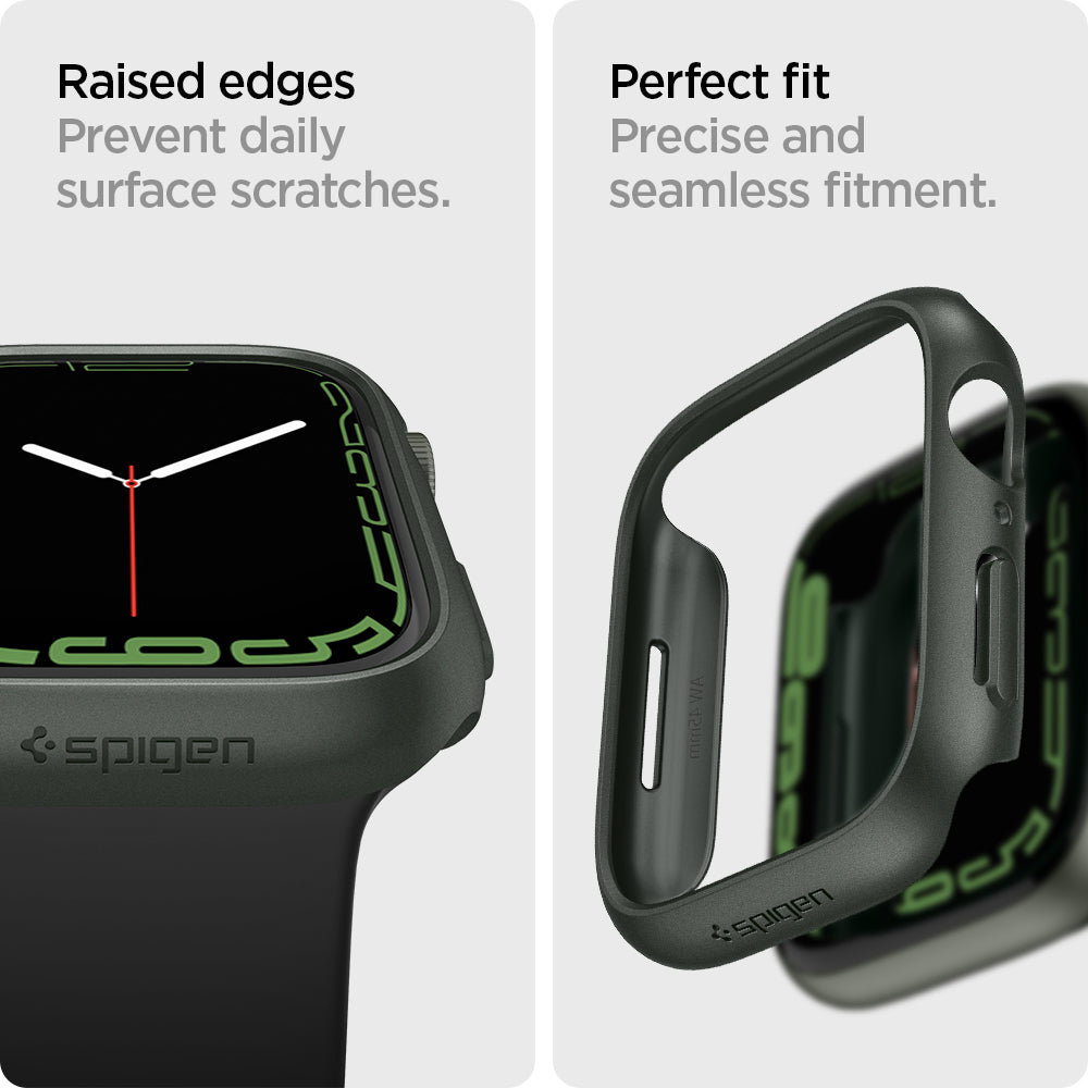 ACS04175 - Apple Watch Series (45mm) Case Thin Fit in military green raised edges prevent daily surface scratches. Perfect fit precise and seamless fitment.