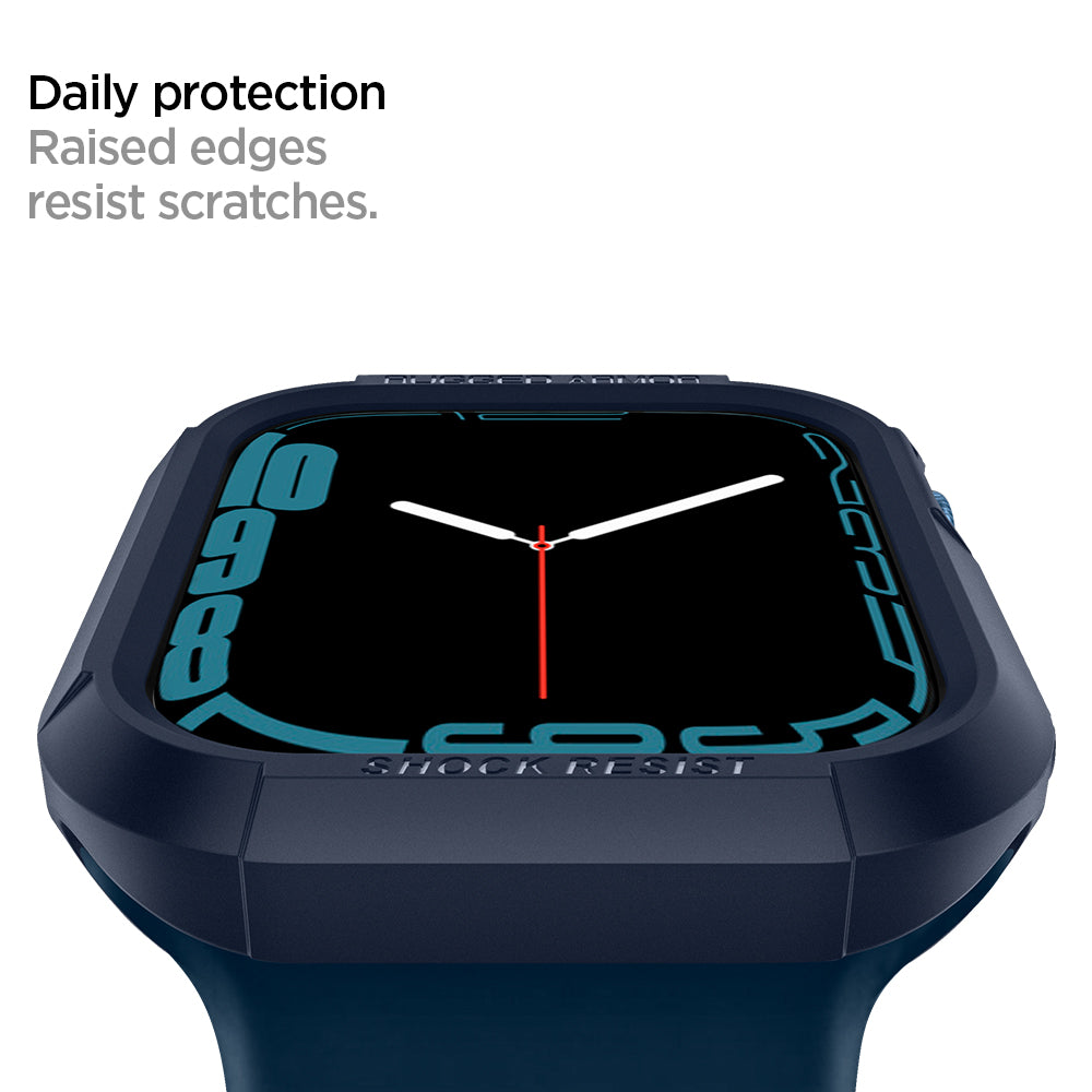 ACS02227 - Apple Watch Series (Apple Watch (41mm)) Case Rugged Armor in navy blue shows daily protection raised edges resist scratches.