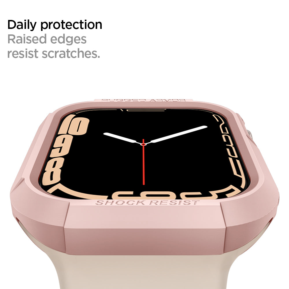 061CS24481 - Apple Watch Series (Apple Watch (41mm)) Case Rugged Armor in rose gold shows daily protection raised edges resist scratches.