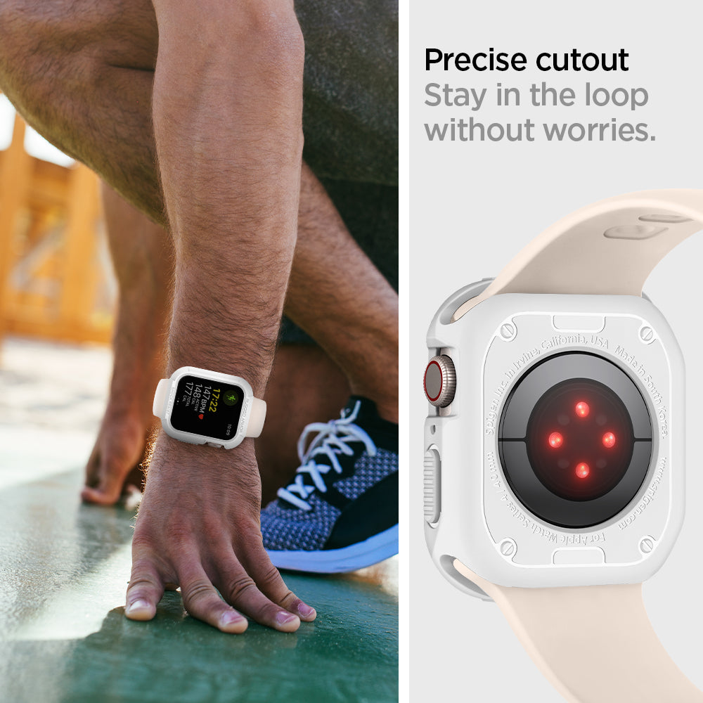 061CS24482 - Apple Watch Series (Apple Watch (41mm)) Case Rugged Armor in white precise cutout stay in the loop without worries.