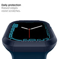 ACS02224 - Apple Watch Series (Apple Watch (45mm)) Case Rugged Armor in navy blue shows daily protection raised edges resist scratches.
