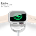 062CS24471 - Apple Watch (45mm) Rugged Armor in White charging on with the case on.