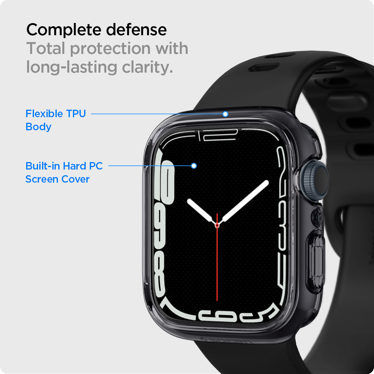 ACS04189 - Apple Watch Series (41mm) Case Ultra Hybrid in space crystal total protection with long-lasting clarity. flexible TPU body, Built in hard PC screen cover. complete defense.