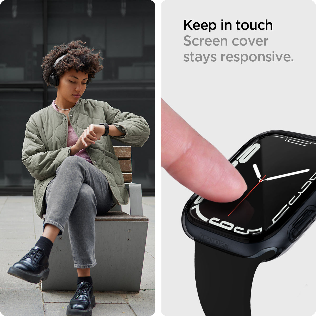 ACS04189 - Apple Watch Series (41mm) Case Ultra Hybrid in space crystal screen cover stays responsive. Keep in touch.
