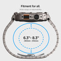 ACS07660 - Apple Watch (45mm) Case Metal Armor Pro in Gunmetal showing the fitment for all. Wide range of adjustability. 6.3