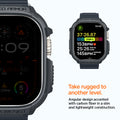 ACS07385 - Apple Watch (49mm) Rugged Armor in Dark Gray angular design accented with carbon fiber in a slim and lightweight construction. Take rugged to another level.