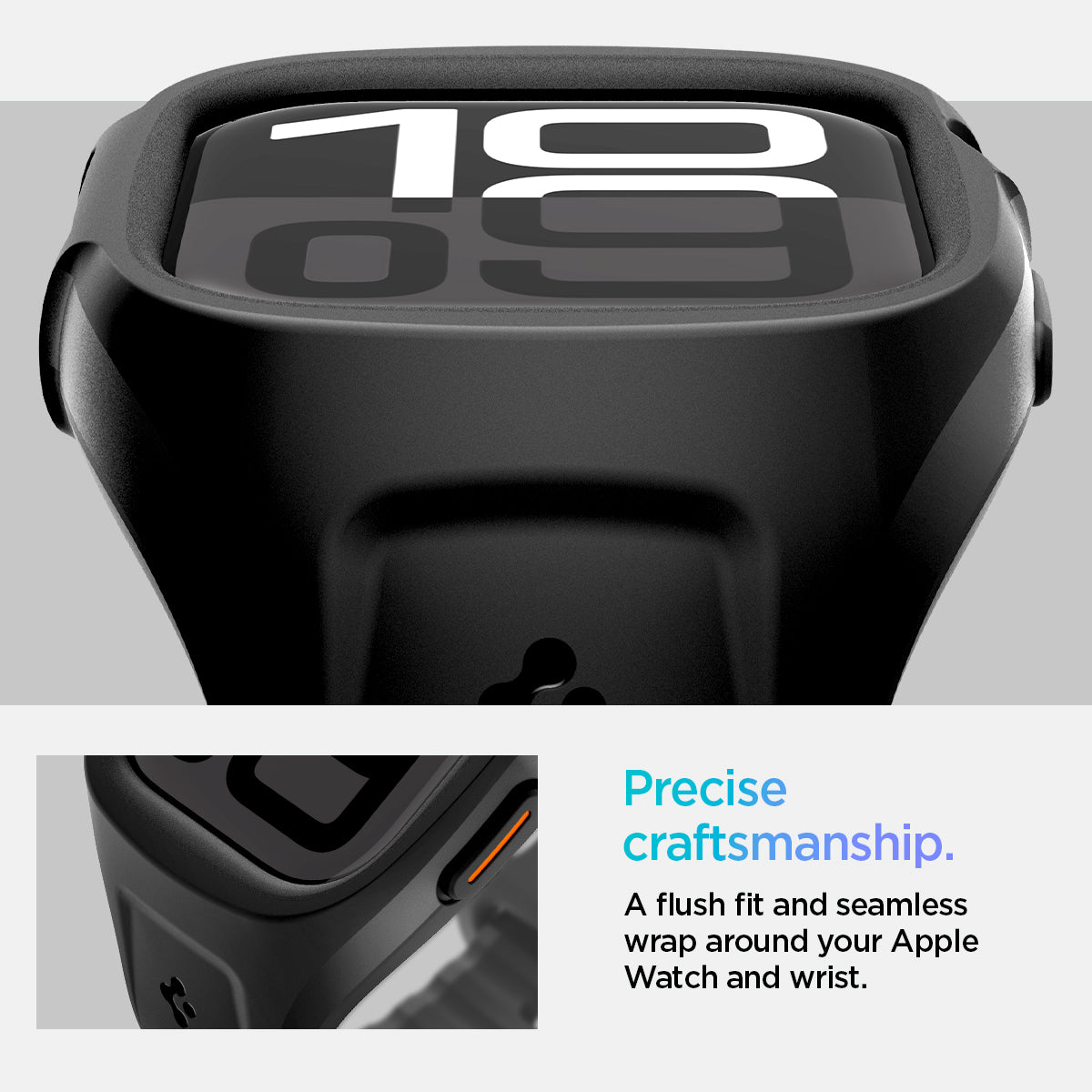 ACS09317 - Apple Watch 10 (46mm) Case Liquid Air Pro in Matte Black precise craftsmanship. A flush fit and seamless wrap around your apple watch and wrist.