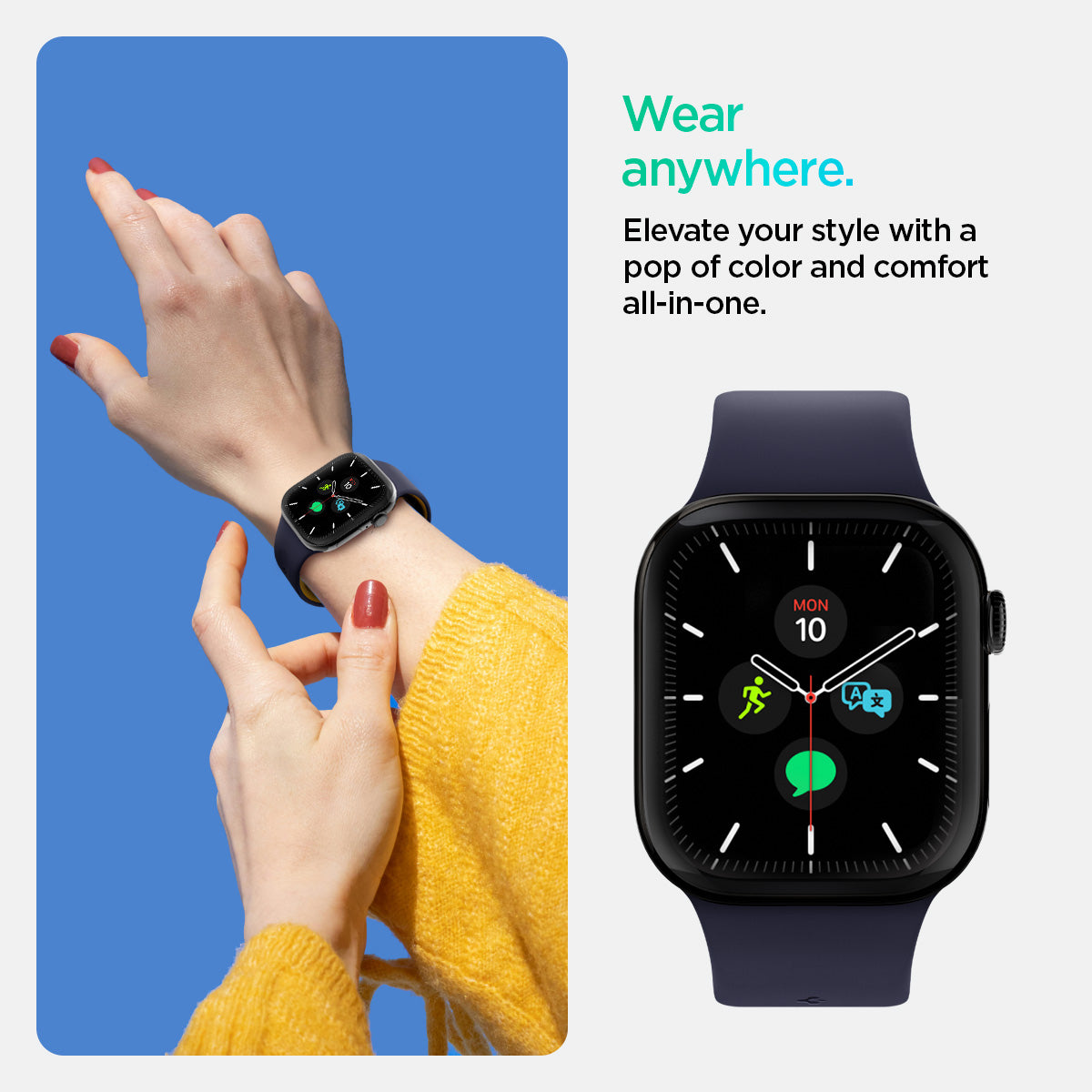 AMP09322 - Apple Watch Series - Nano Pop 46mm in Blueberry Navy wear anywhere. Elevate your style with a pop of color and comfort all in one.