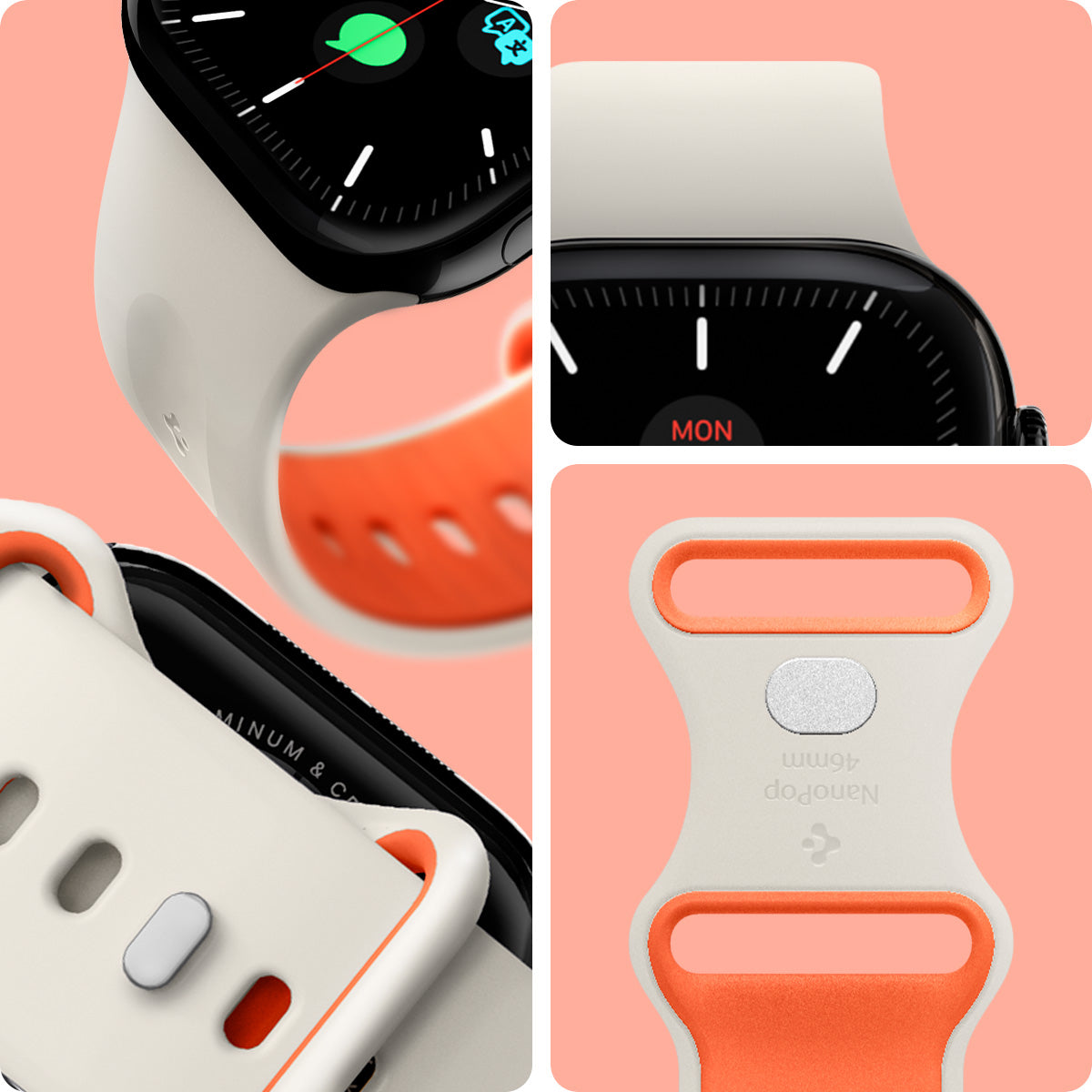 AMP09323 - Apple Watch Series - Nano Pop 46mm in Orange Beige showing detail of the band.