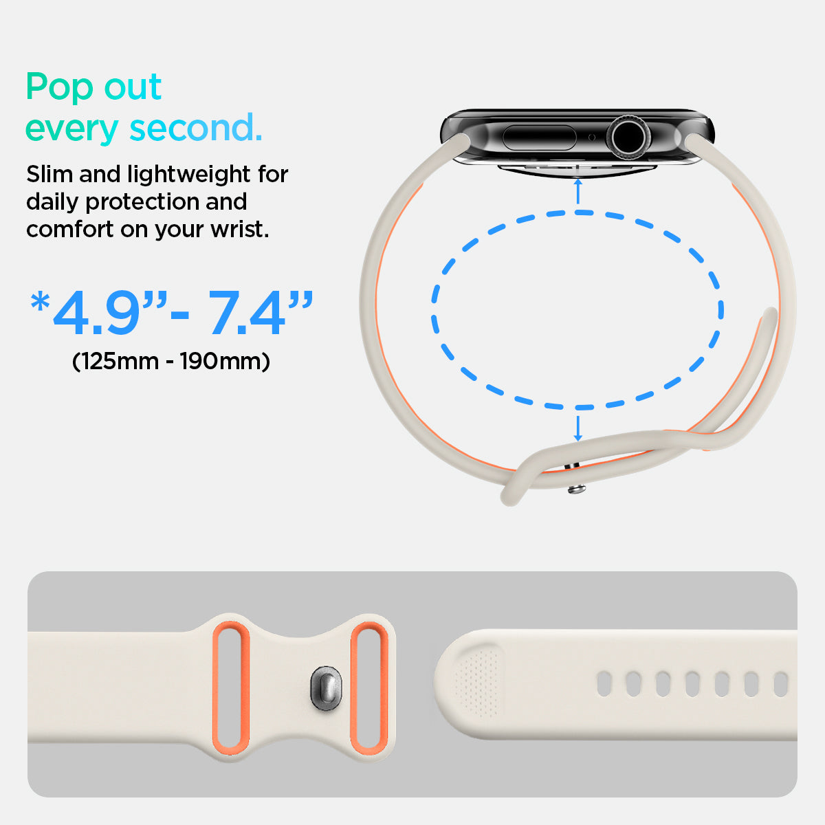 AMP09326 - Apple Watch Series - Nano Pop 42mm in Orange Beige pop out every second. Slim and lightweight for daily protection and comfort on your wrist. 125mm-190mm.