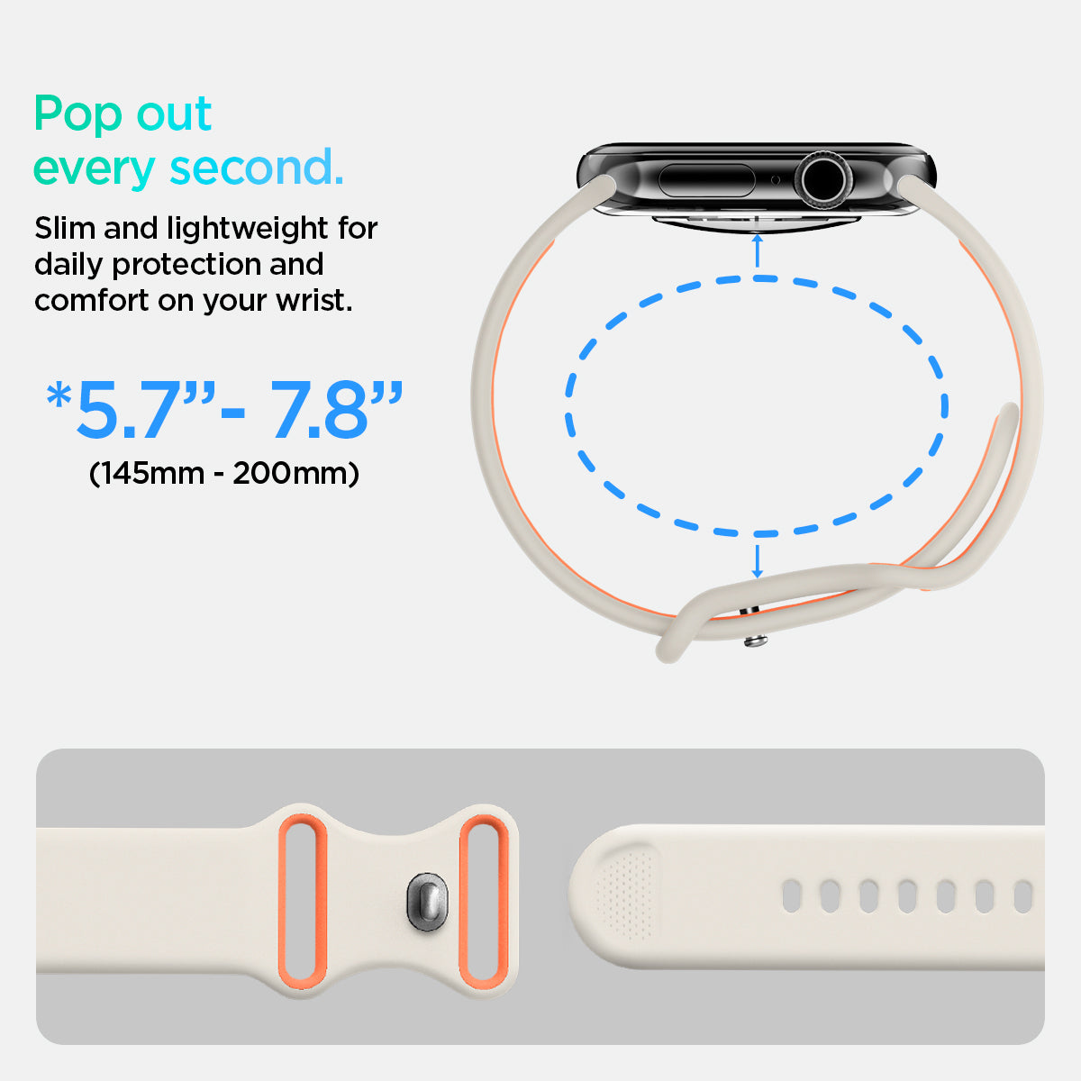AMP09323 - Apple Watch Series - Nano Pop 46mm in Orange Beige pop out every second. Slim and lightweight for daily protection and comfort on your wrist. 145mm-200mm.