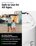 AMP07228 - AquaShield Waterproof Bag A631 in Snow White showing the non-toxic TPU material, safe to use for all ages, all parts tested for hazardous substances, BPA FREE & Non-Toxic, Fee of 34 types of Phthalates, RoHS and CP65 compliant