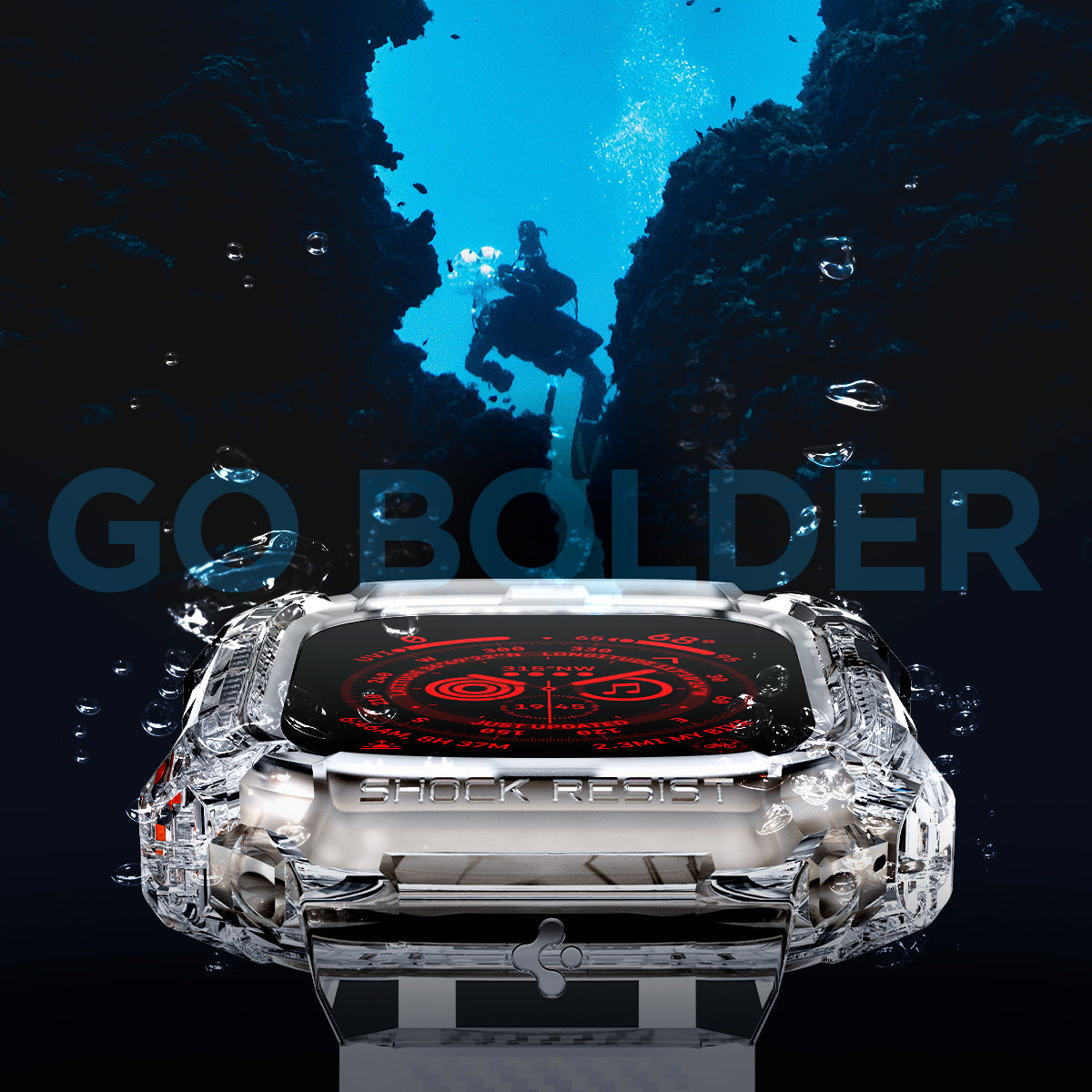 ACS05461 - Apple Watch Series (Apple Watch (49mm)) in crystal clear go bolder. Shows the depths of the sea.