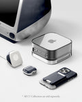 AMP09340 - Apple Watch Classic C1 Charger Stand in graphite showing C1 cases apple watch charging stand, air pods, mac mini, phone case, card holder.