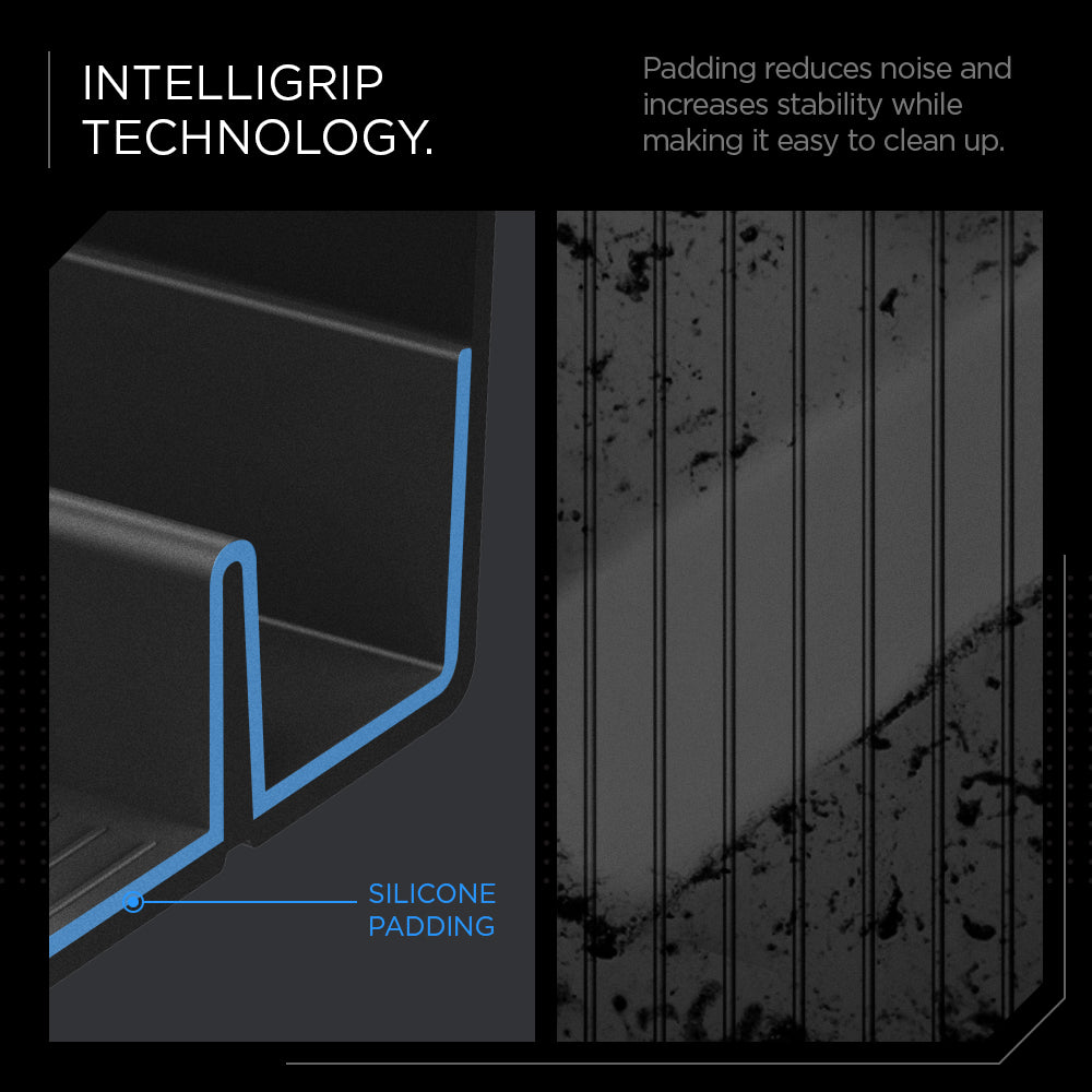 ACP07809 - Tesla Cybertruck Center Console Organizer Tray CO220T in Black intelligrip technology. padding reduces noise and increases stability while making it easy to clean up.
