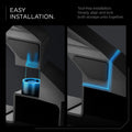 ACP08261 - Tesla Cybertruck Under Screen Organizer CO227 in Black showing the easy to install, tool-free installation. Simply, align and lock both storage units together