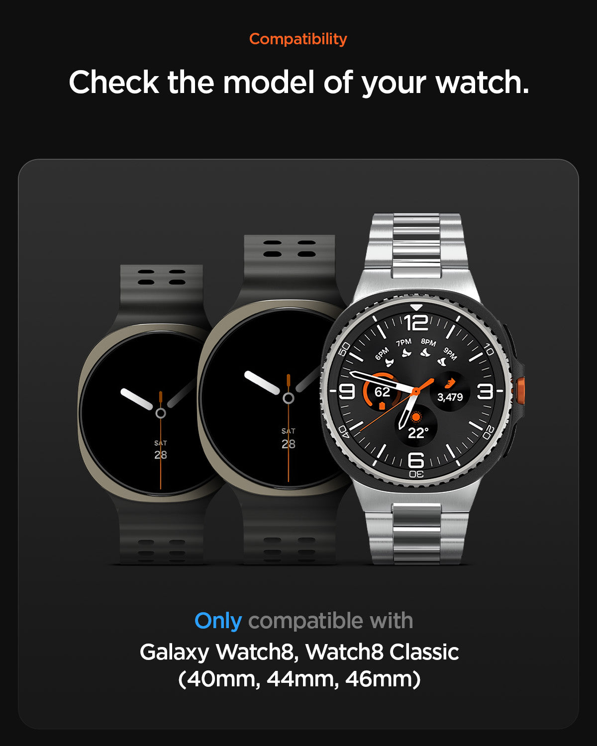 AMP10111 - Galaxy Watch 8 Series Athlex Air in Active Black compatibility. please check the model of the galaxy watch. only compatible with galaxy watch 8 40mm, 44mm, 46mm