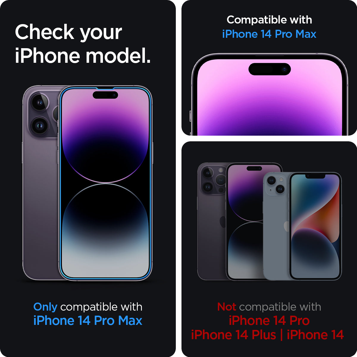 AGL05202 - iPhone 14 Pro Max Screen Protector EZ FIT GLAS.tR (Sensor Protection) check your iPhone model. Only compatible with iPhone 14 pro max. Compatible with iPhone 14 pro max. Not compatible with iPhone 14 pro, 14 plus, 14