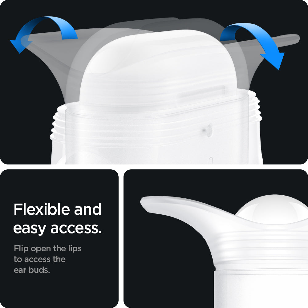 ASD02237 - Apple AirPods 3 Case Slim Armor IP in frost clear showing the security and accessibility. Flip open the lips to access the ear buds