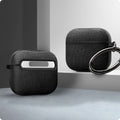 ASD02111 - Apple AirPods 3 Case Urban Fit in black showing the front and back with carabiner attached