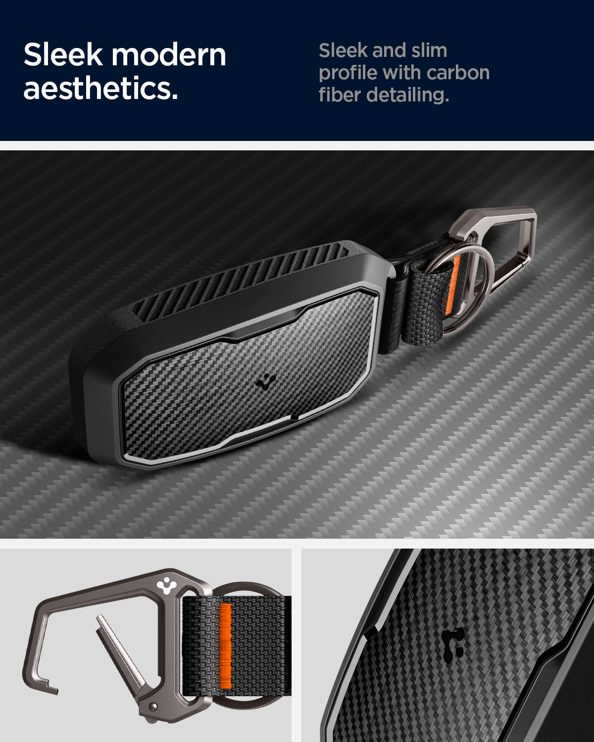 ACS09430 - Ford Key Fob Cover | FK100 in Matte Black showing the sleek modern aesthetics. Sleek and slim profile with carbon fiber detailing