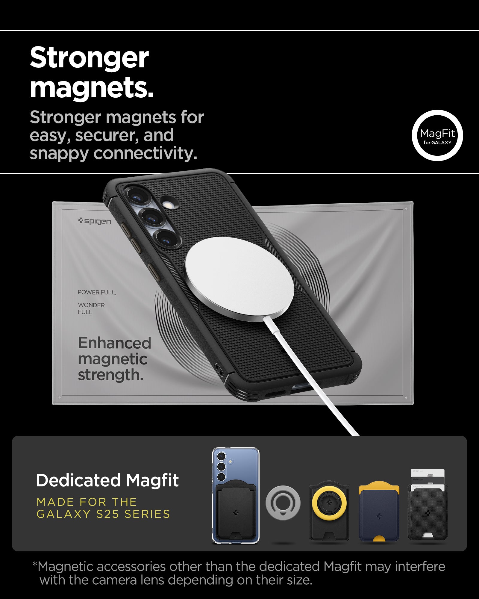 ACS08924 - Galaxy S25 Case Core Armor (MagFit) in Matte Black stronger magnets. Stronger magnets for easy, securer, and snappy connectivity. Dedicated magfit. Made for the galaxy s25 series.