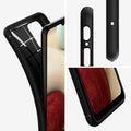 ACS02786 - Galaxy A12 Case Rugged Armor in Matte Black showing the different angles