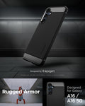ACS08891 - Galaxy A16 5G Case Rugged Armor in Matte Black showing the back, partial side and bottom. Designed for Galaxy A16/A16 5G