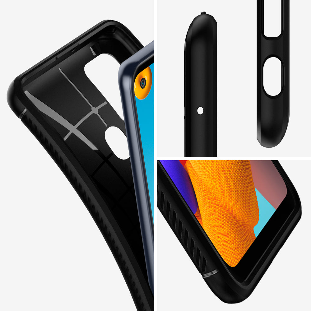ACS00974 - Galaxy A21s Case Rugged Armor in Matte Black showing the different angles