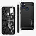 ACS00974 - Galaxy A21s Case Rugged Armor in Matte Black showing the back, inner and side