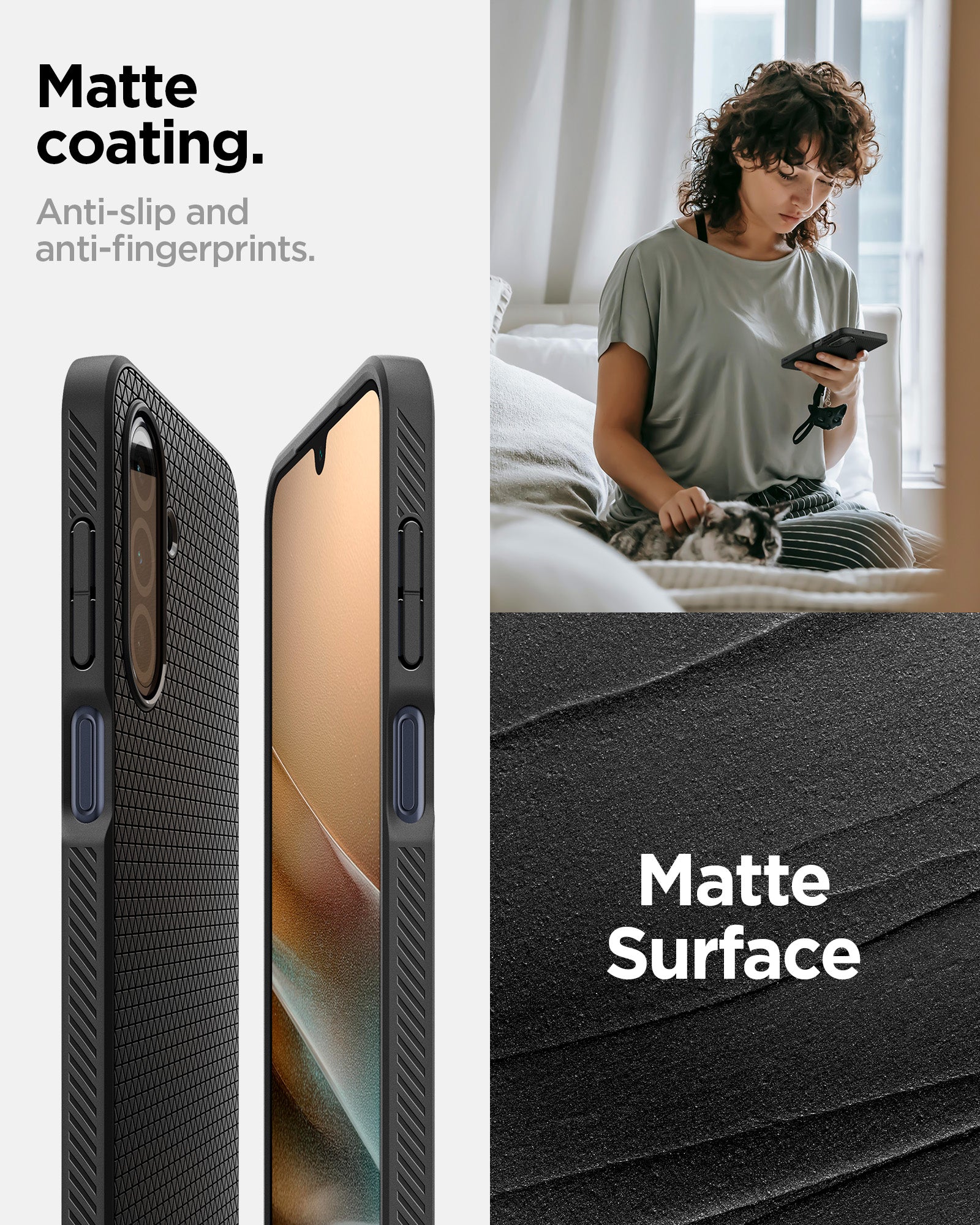 ACS09290 - Galaxy A26 5G Case Liquid Air in Matte Black matte coating. Anti slip and anti fingerprints.