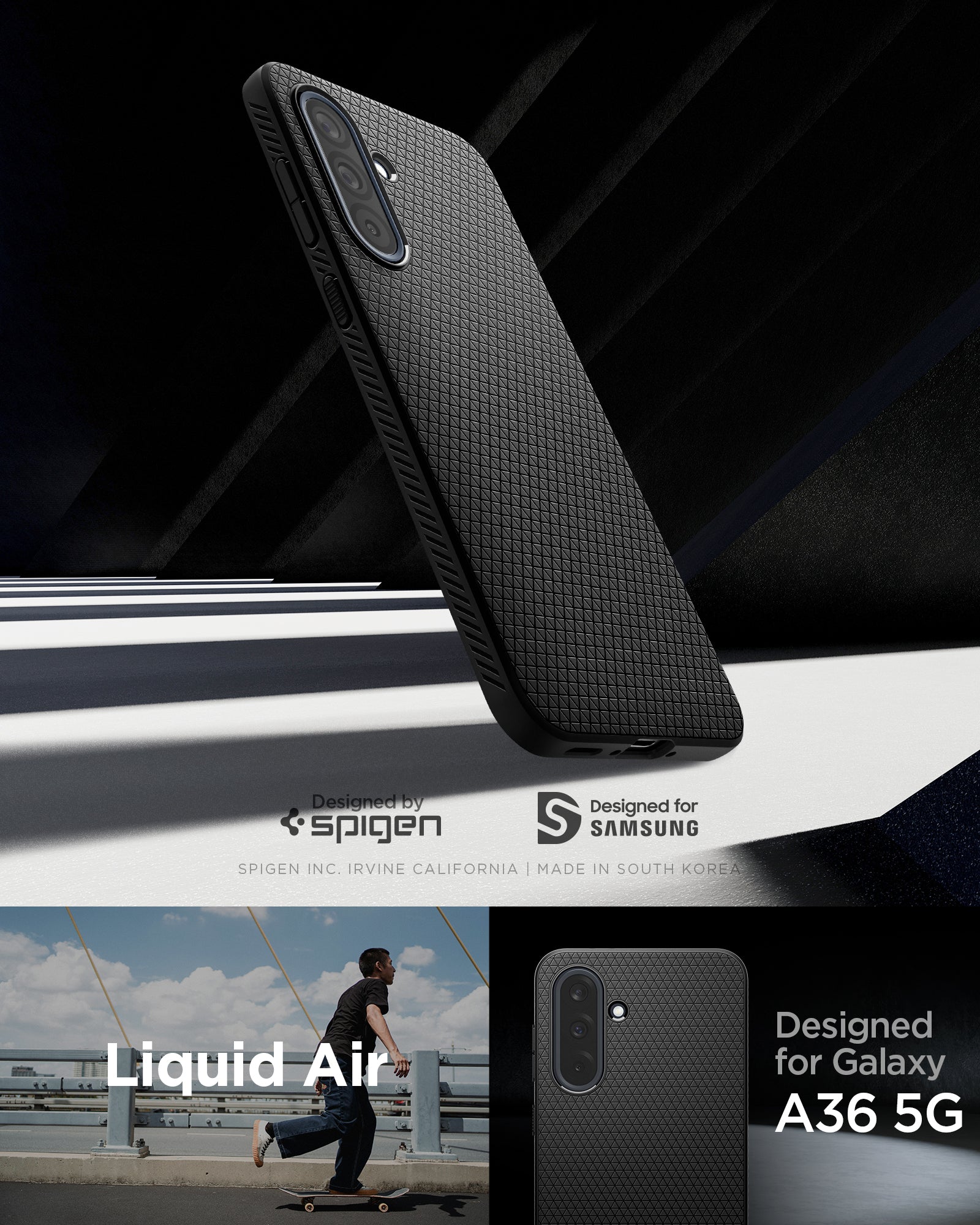 ACS09199 - Galaxy A36 5G Case Liquid Air in Matte Black designed by spigen. Designed for samsung.