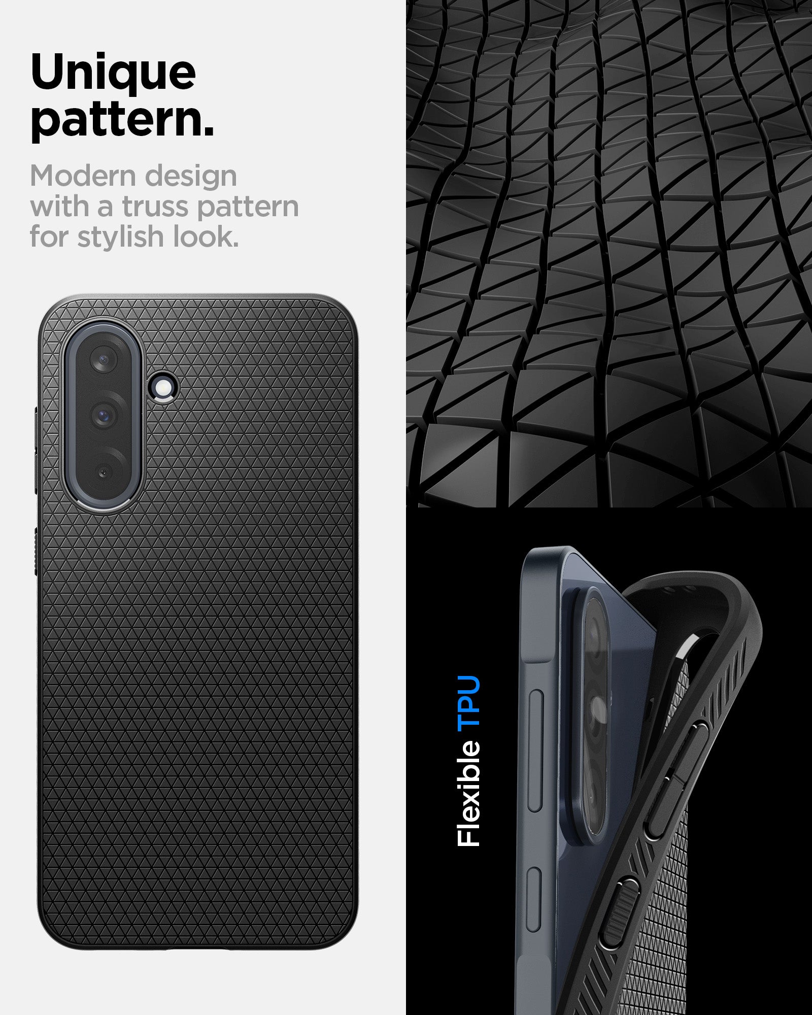 ACS09199 - Galaxy A36 5G Case Liquid Air in Matte Black unique pattern. modern design with a truss pattern for stylish look.