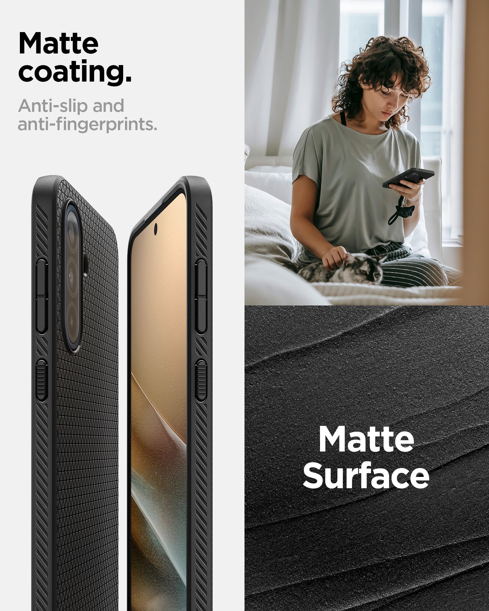 ACS09199 - Galaxy A36 5G Case Liquid Air in Matte Black matte coating. Anti slip and anti fingerprints.