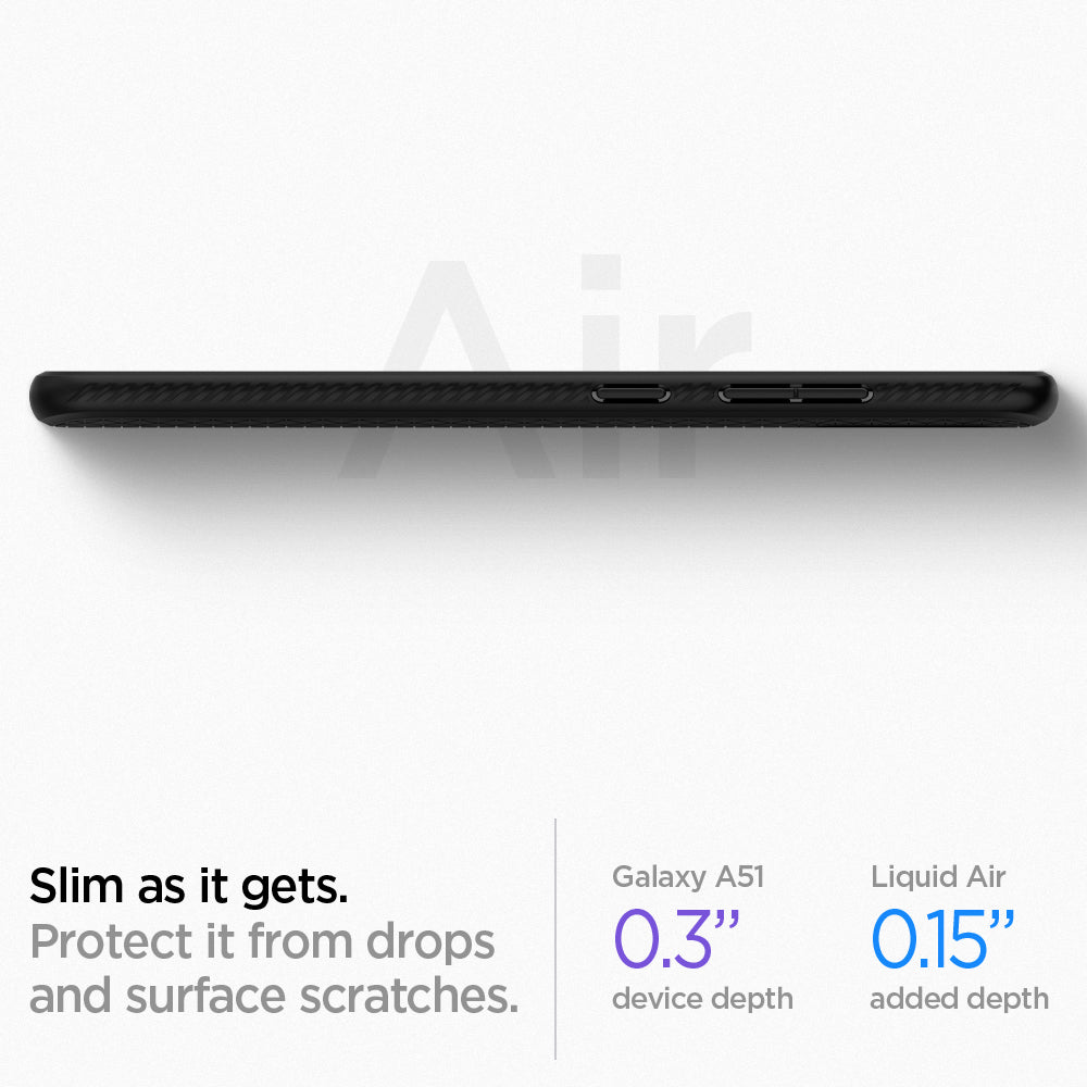ACS00601 - Galaxy A51 Case Liquid Air in Matte Black slim as it gets. Product it from drops and surface scratches.