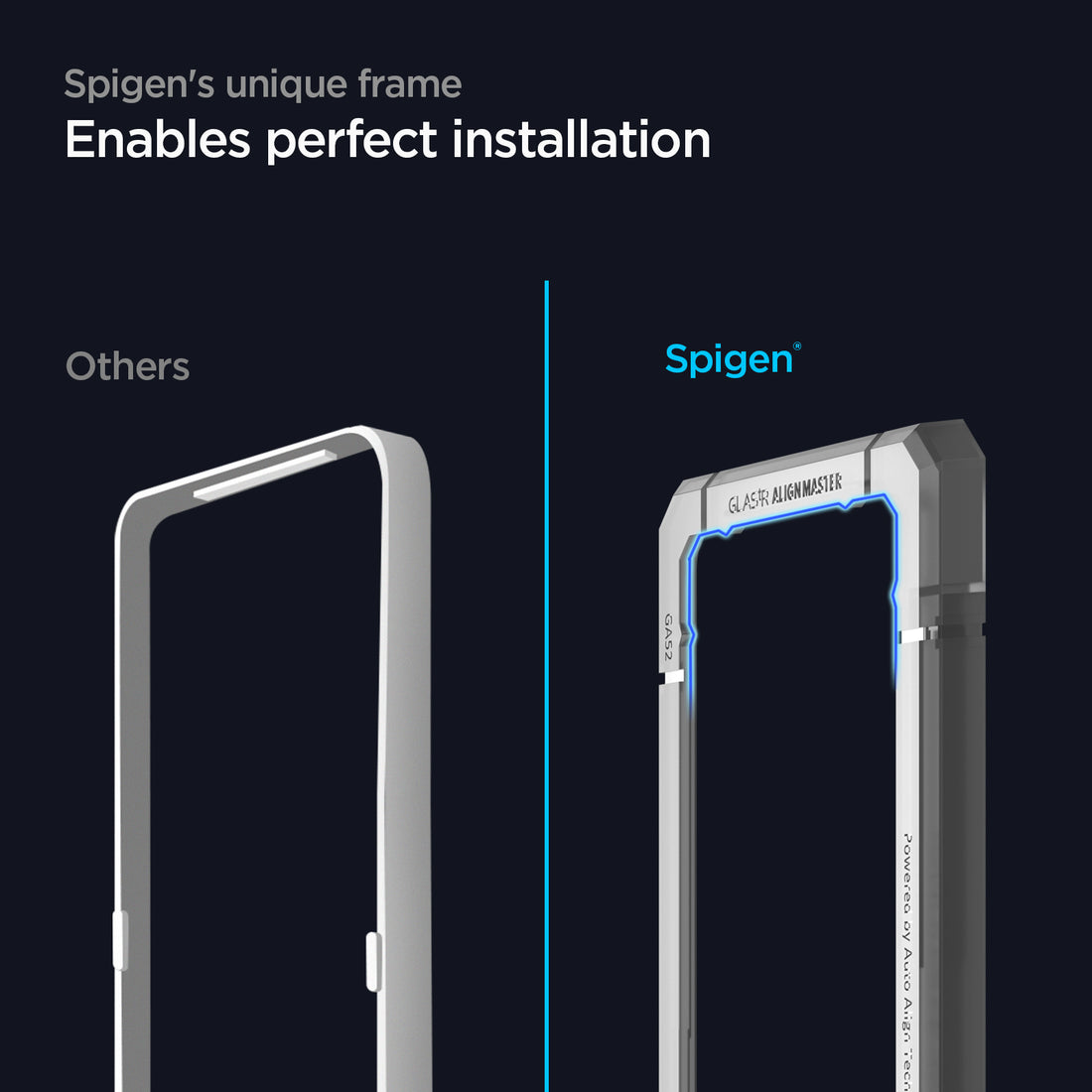 AGL07775 - Galaxy A55 5G Alignmaster Full Cover in Clear showing the 2 front screen protectors aligned with the alignment tray and the device with the packaging