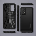 ACS06831 - Galaxy A25 5G Case Rugged Armor in Matte Black showing the back, inner, side, top and bottom