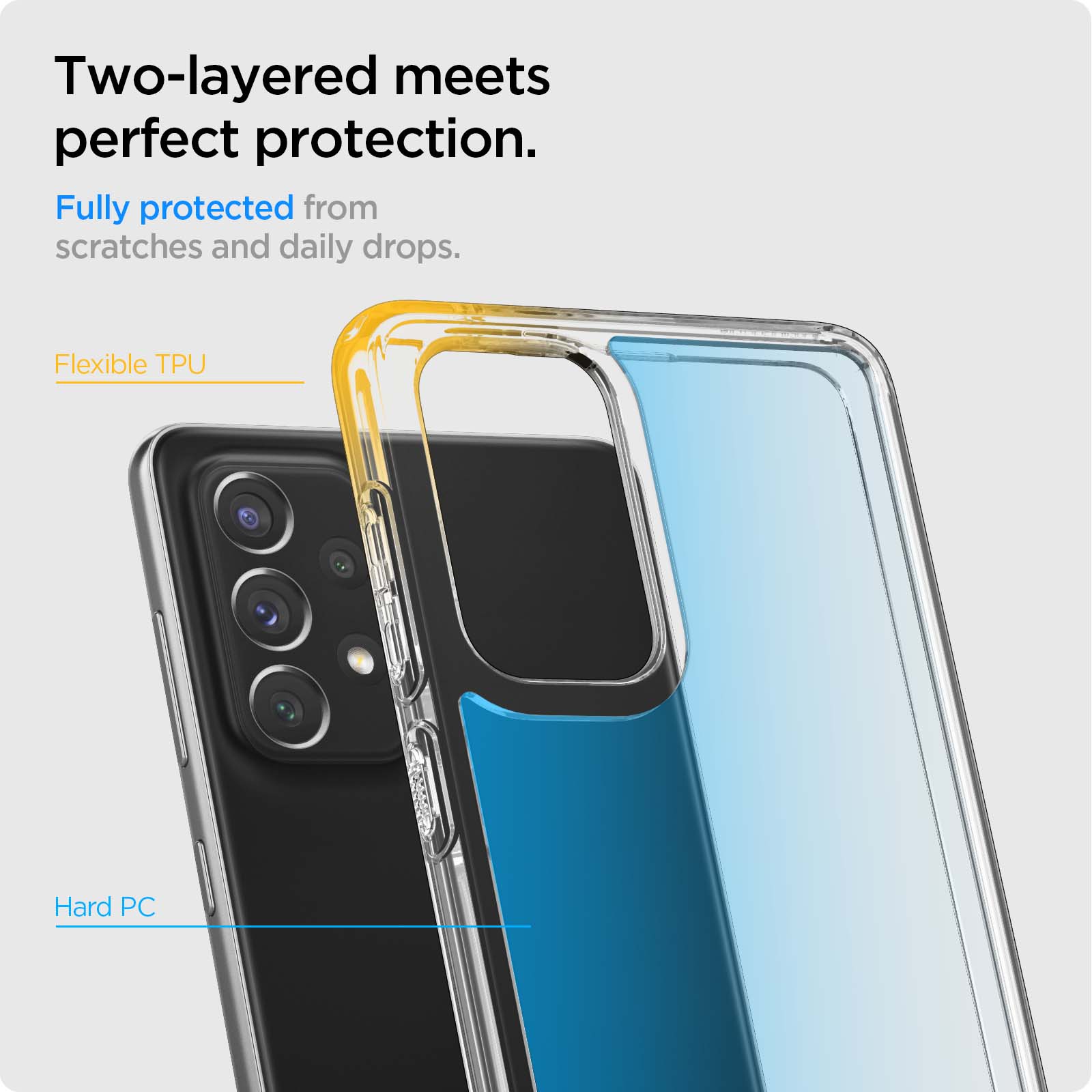 ACS04259 - Galaxy A53 5G Case Ultra Hybrid in Crystal Clear two layered meets perfect protection. Fully protected from scratches and daily drops.
