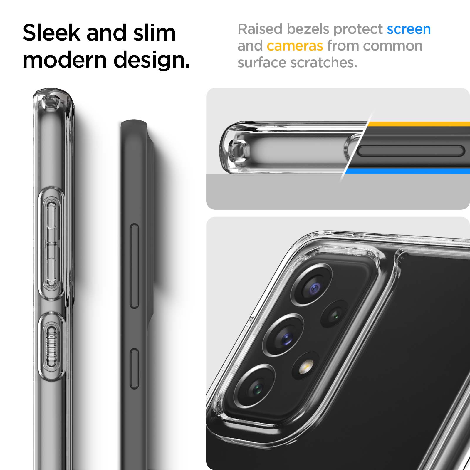 ACS04259 - Galaxy A53 5G Case Ultra Hybrid in Crystal Clear sleek and slim modern design. Raised bezels protect screen and cameras from common surface scratches.