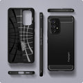 ACS04159 - Galaxy A53 5G Case Rugged Armor in Matte Black showing the inner, back, side, top and bottom