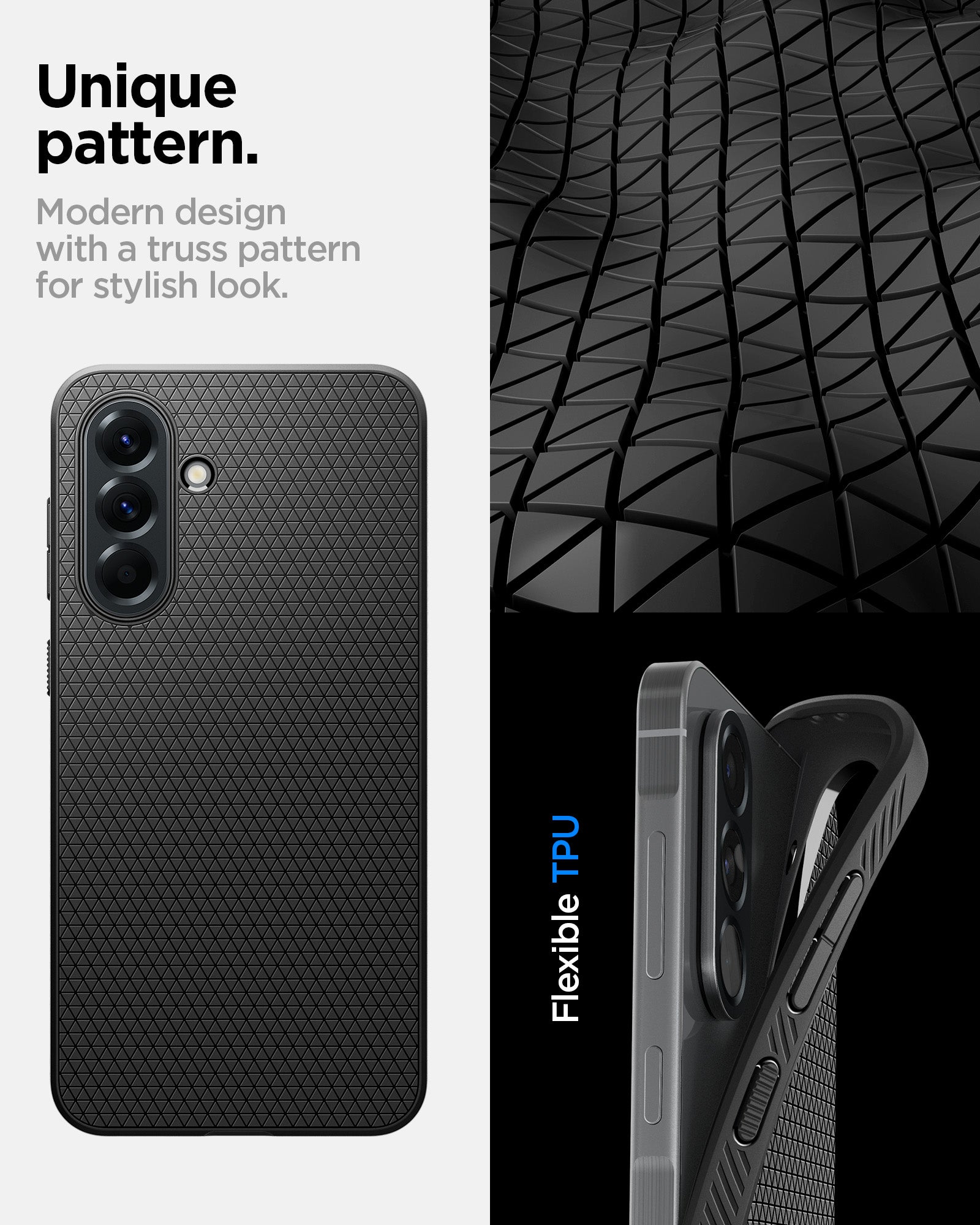 ACS09291 - Galaxy A56 5G Case Liquid Air in Matte Black unique pattern. modern design with a truss pattern for stylish look.