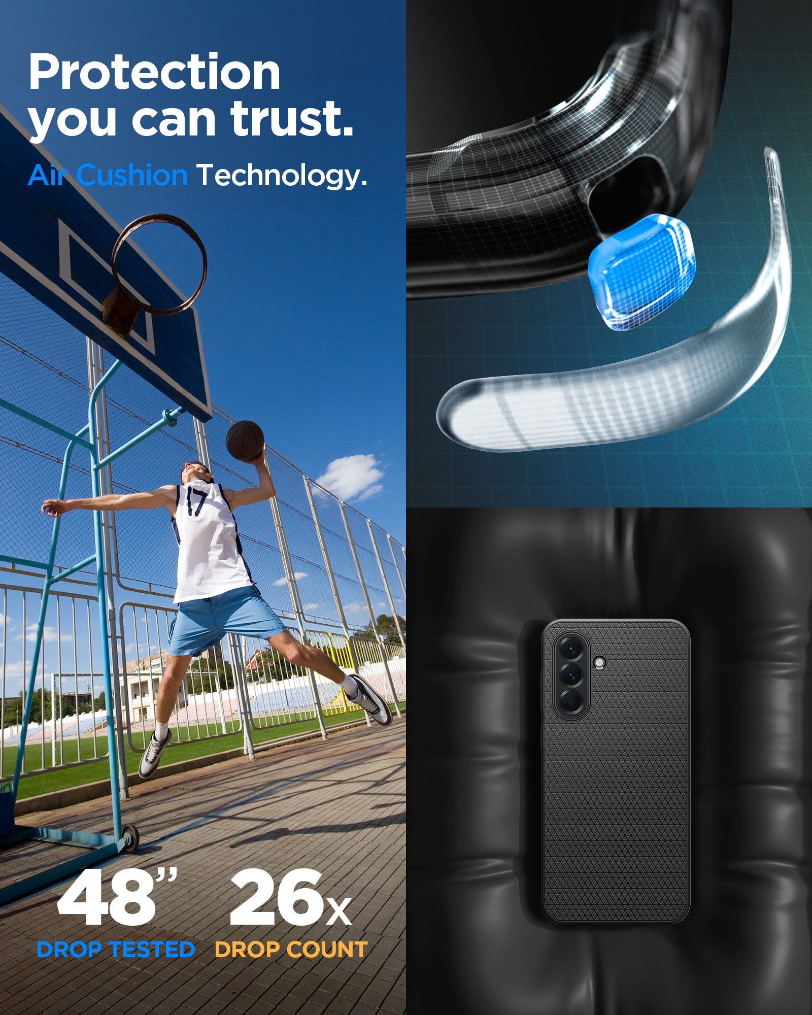 ACS09291 - Galaxy A56 5G Case Liquid Air in Matte Black protection you can trust. air cushion technology.