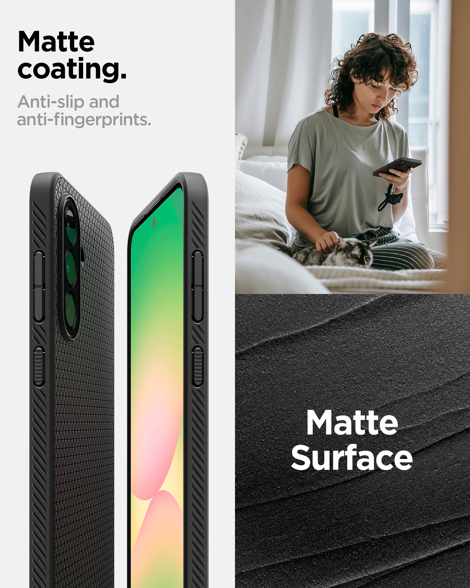 ACS09291 - Galaxy A56 5G Case Liquid Air in Matte Black matte coating. Anti slip and anti fingerprints.