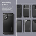 ACS02324 - Galaxy A72 Case Rugged Armor in Matte Black showing the advancing quality. With over 10 years of experience we have raised the bar for manufacturing quality